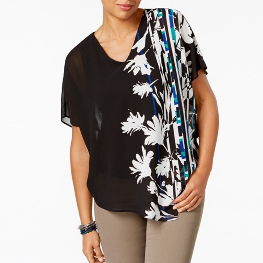 2/$45 JM Collection Digital Flower Asymmetrical